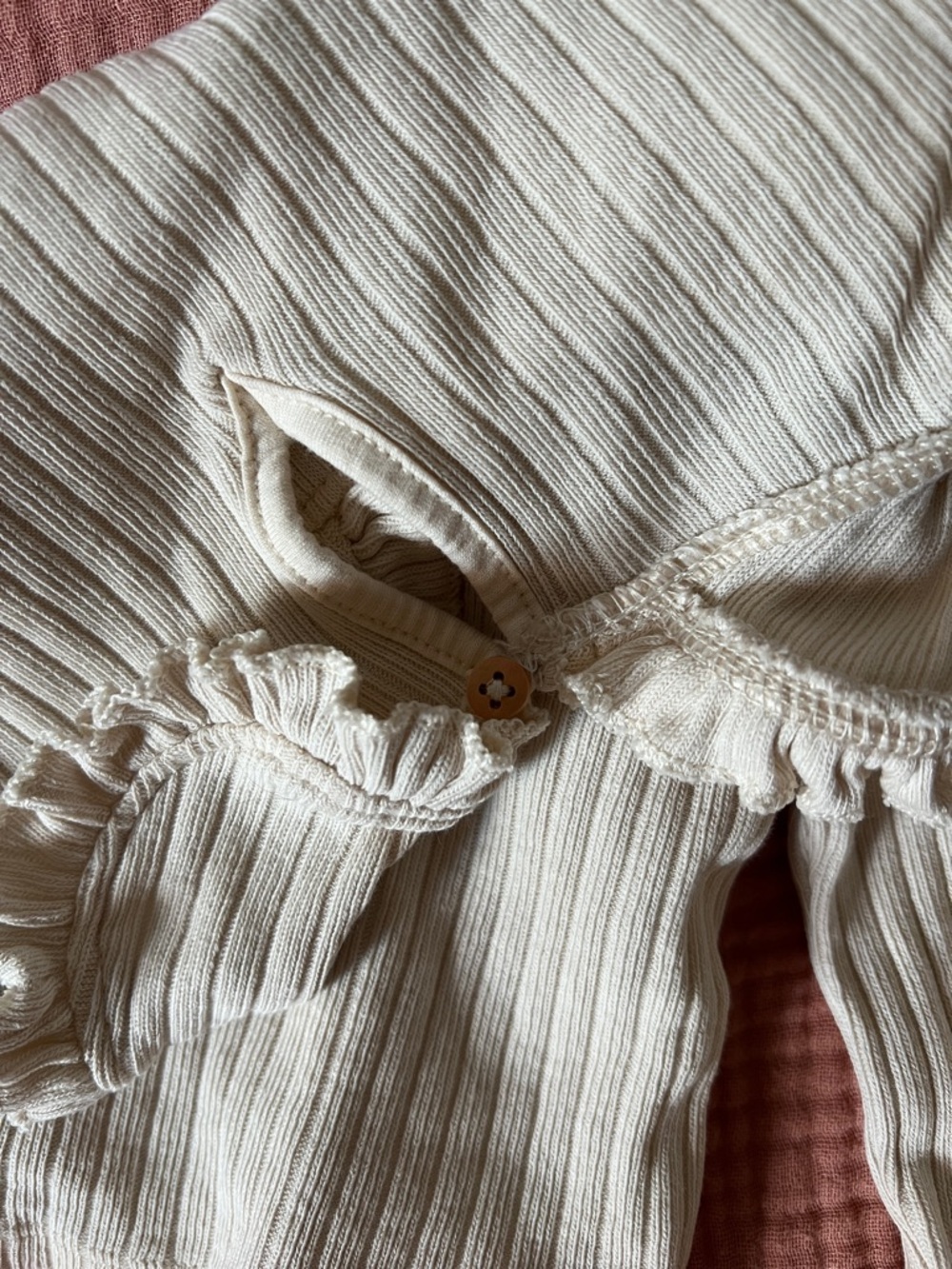 Zara Ribbed Long-Sleeve Top with Ruffle Collar - Picture 4 of 6